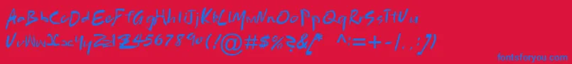 フォントBrushScriptMtРљСѓСЂСЃРёРІ – 赤い背景に青い文字