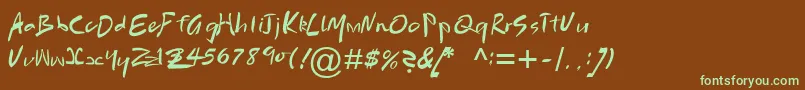 フォントBrushScriptMtРљСѓСЂСЃРёРІ – 緑色の文字が茶色の背景にあります。