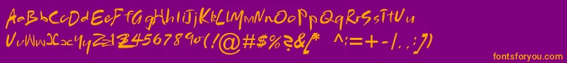 BrushScriptMtРљСѓСЂСЃРёРІ Font – Orange Fonts on Purple Background