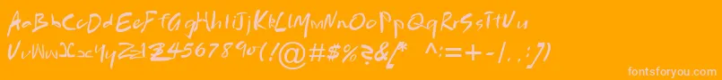 BrushScriptMtРљСѓСЂСЃРёРІ Font – Pink Fonts on Orange Background