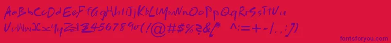 BrushScriptMtРљСѓСЂСЃРёРІ-Schriftart – Violette Schriften auf rotem Hintergrund