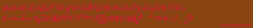 フォントBrushScriptMtРљСѓСЂСЃРёРІ – 赤い文字が茶色の背景にあります。