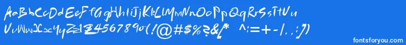 Fonte BrushScriptMtРљСѓСЂСЃРёРІ – fontes brancas em um fundo azul