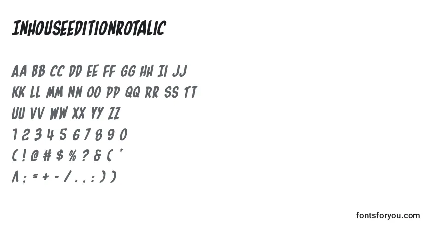 Шрифт Inhouseeditionrotalic – алфавит, цифры, специальные символы