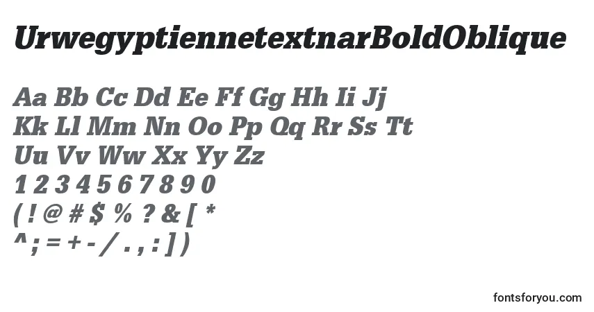 Schriftart UrwegyptiennetextnarBoldOblique – Alphabet, Zahlen, spezielle Symbole