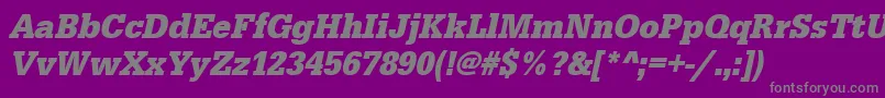 フォントUrwegyptiennetextnarBoldOblique – 紫の背景に灰色の文字