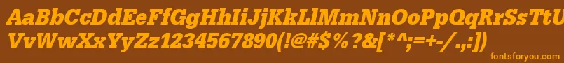 Fonte UrwegyptiennetextnarBoldOblique – fontes laranjas em um fundo marrom