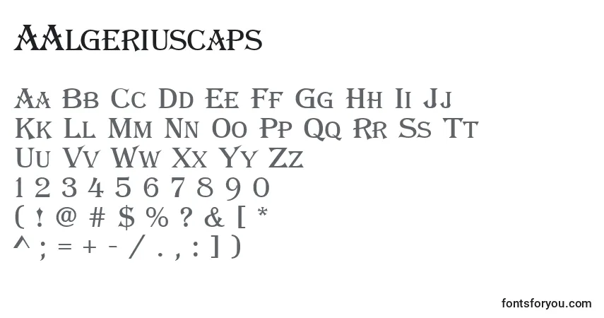 A fonte AAlgeriuscaps – alfabeto, números, caracteres especiais