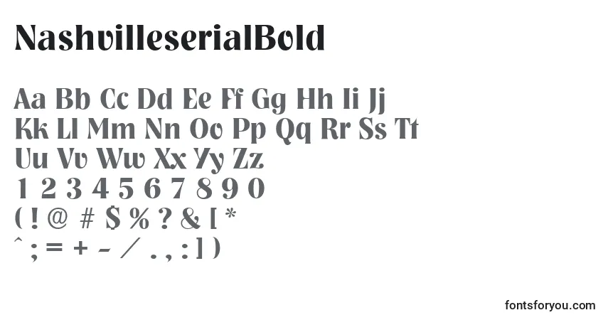 Czcionka NashvilleserialBold – alfabet, cyfry, specjalne znaki