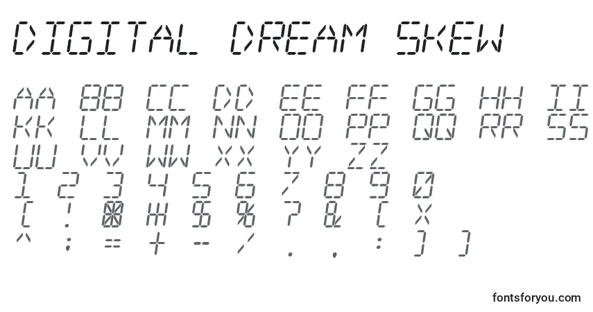 Шрифт Digital Dream Skew – алфавит, цифры, специальные символы
