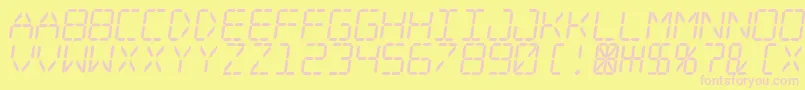 Digital Dream Skew-fontti – vaaleanpunaiset fontit keltaisella taustalla
