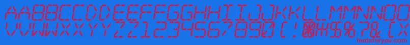 Digital Dream Skew-Schriftart – Rote Schriften auf blauem Hintergrund