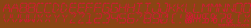 フォントDigital Dream Skew – 赤い文字が茶色の背景にあります。