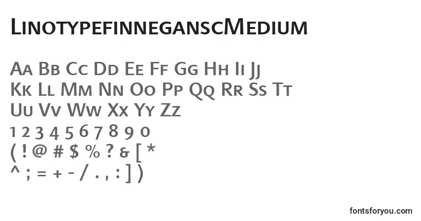 Czcionka LinotypefinneganscMedium – alfabet, cyfry, specjalne znaki