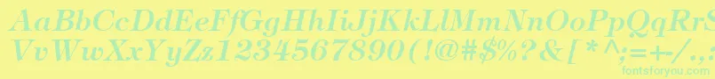 ItcTiffanyLtDemiItalic Font – Green Fonts on Yellow Background