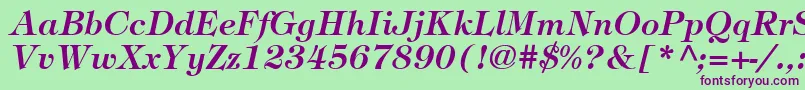 ItcTiffanyLtDemiItalic Font – Purple Fonts on Green Background