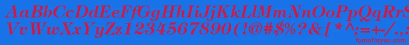 ItcTiffanyLtDemiItalic Font – Red Fonts on Blue Background