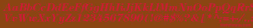フォントItcTiffanyLtDemiItalic – 赤い文字が茶色の背景にあります。