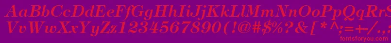 ItcTiffanyLtDemiItalic Font – Red Fonts on Purple Background