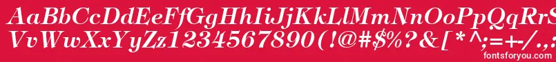 ItcTiffanyLtDemiItalic-Schriftart – Weiße Schriften auf rotem Hintergrund