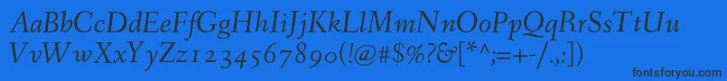 FanwoodTextItalic Font – Black Fonts on Blue Background