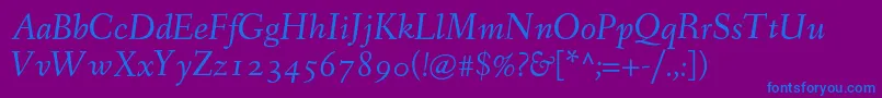 FanwoodTextItalic Font – Blue Fonts on Purple Background