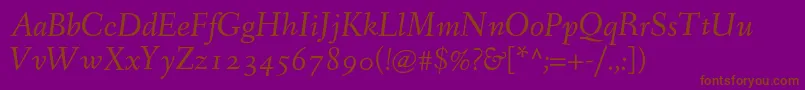 FanwoodTextItalic Font – Brown Fonts on Purple Background