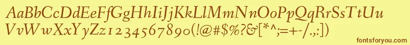 Шрифт FanwoodTextItalic – коричневые шрифты на жёлтом фоне