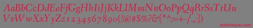 FanwoodTextItalic Font – Red Fonts on Gray Background