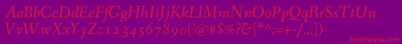 FanwoodTextItalic Font – Red Fonts on Purple Background