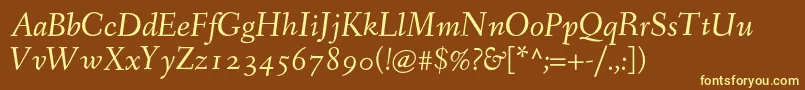 Шрифт FanwoodTextItalic – жёлтые шрифты на коричневом фоне