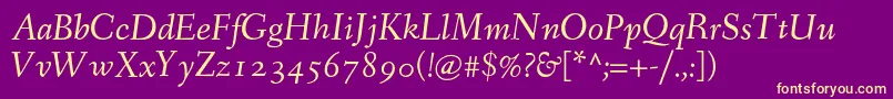 FanwoodTextItalic-Schriftart – Gelbe Schriften auf violettem Hintergrund
