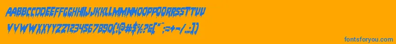 Bloodlustital Font – Blue Fonts on Orange Background