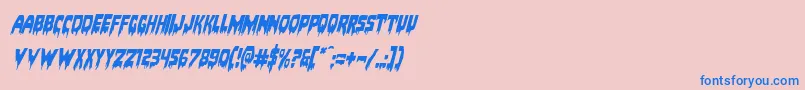 Bloodlustital Font – Blue Fonts on Pink Background