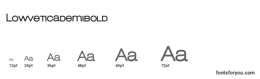 Размеры шрифта Lowveticademibold