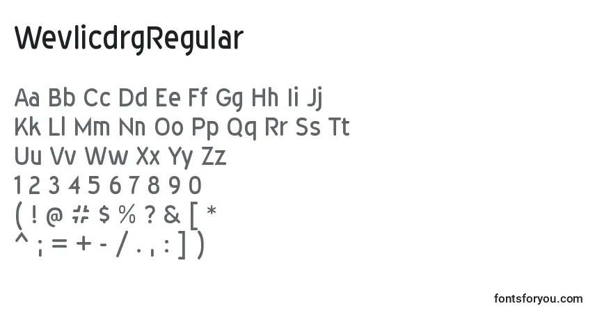 A fonte WevlicdrgRegular – alfabeto, números, caracteres especiais