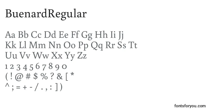 Schriftart BuenardRegular – Alphabet, Zahlen, spezielle Symbole