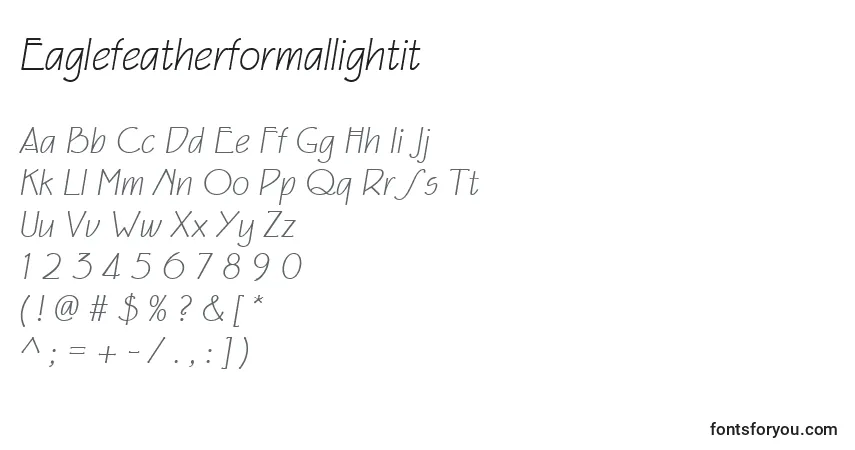 Schriftart Eaglefeatherformallightit – Alphabet, Zahlen, spezielle Symbole