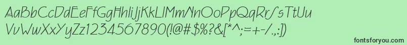Шрифт Eaglefeatherformallightit – чёрные шрифты на зелёном фоне