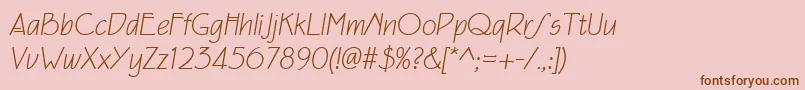 Шрифт Eaglefeatherformallightit – коричневые шрифты на розовом фоне