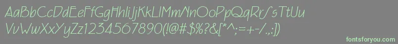 Eaglefeatherformallightit Font – Green Fonts on Gray Background