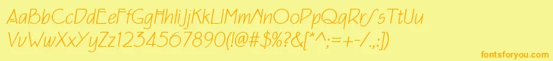 Eaglefeatherformallightit Font – Orange Fonts on Yellow Background