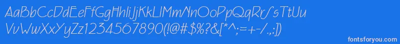 Eaglefeatherformallightit Font – Pink Fonts on Blue Background