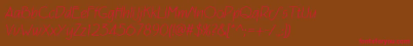 Eaglefeatherformallightit Font – Red Fonts on Brown Background