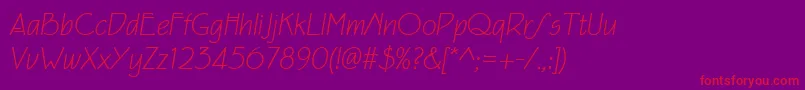 Eaglefeatherformallightit Font – Red Fonts on Purple Background
