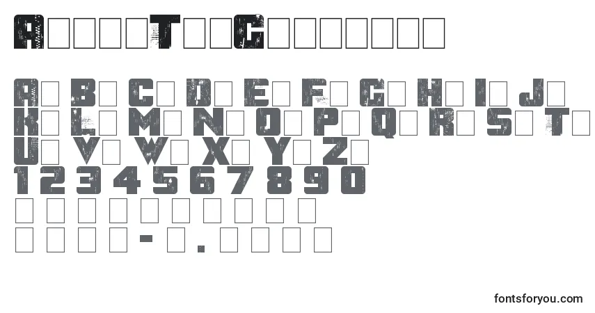 A fonte AfterTheGoldrush – alfabeto, números, caracteres especiais