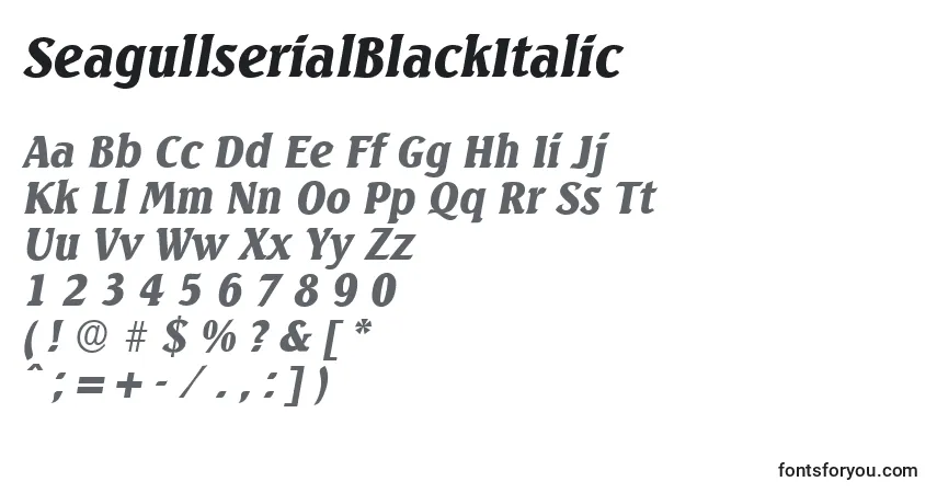 A fonte SeagullserialBlackItalic – alfabeto, números, caracteres especiais