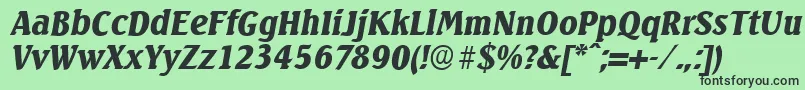 SeagullserialBlackItalic Font – Black Fonts on Green Background