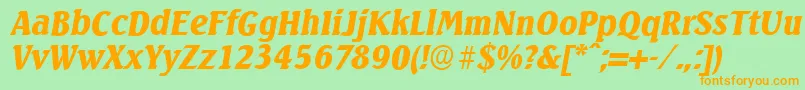 フォントSeagullserialBlackItalic – オレンジの文字が緑の背景にあります。