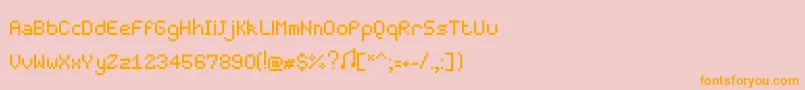 フォントPixelmaster – オレンジの文字がピンクの背景にあります。